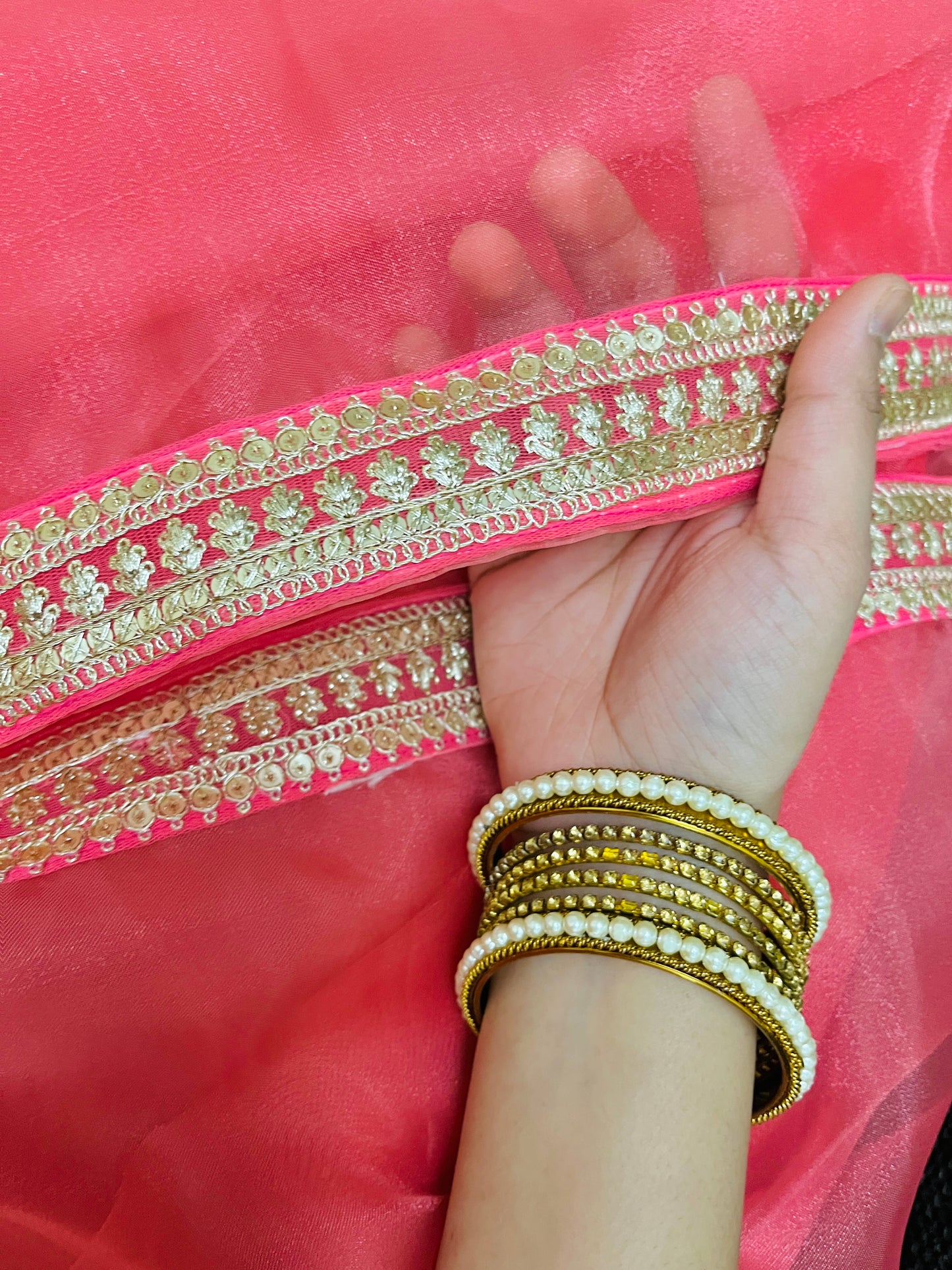 Pink Organza Saree with Tie-Up Blouse